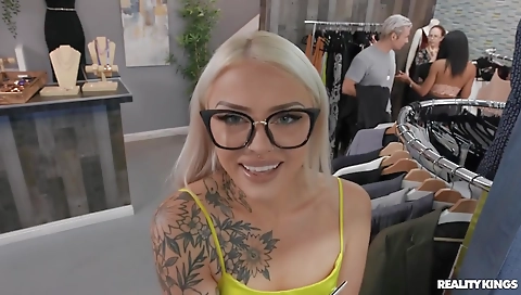 Sexy blondie with great ass fucking